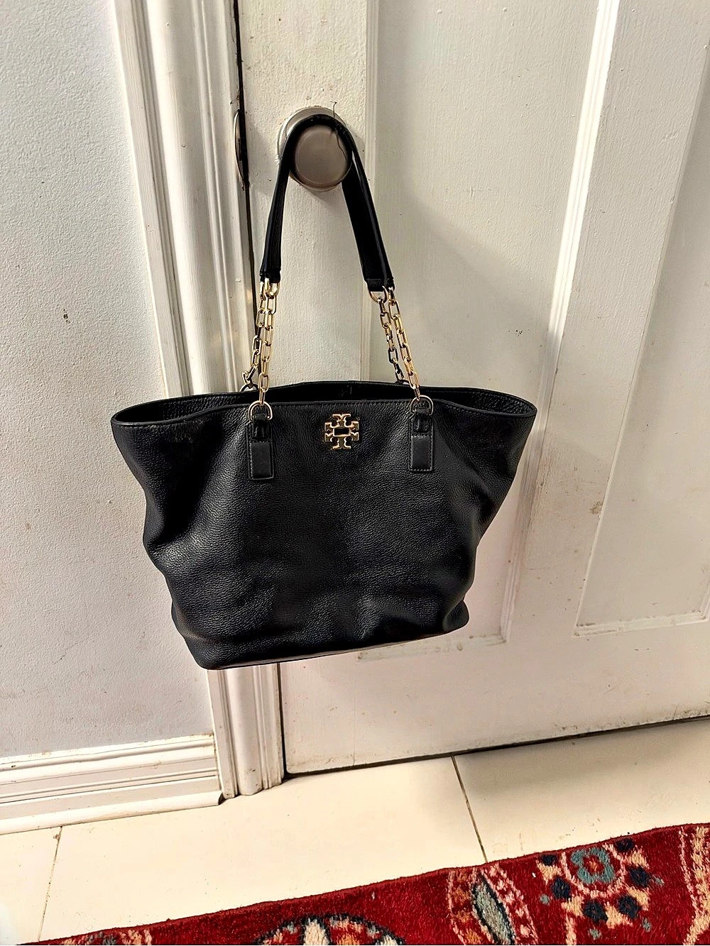 Tory Burch Black Leather Tote Bag original retail cost $495
